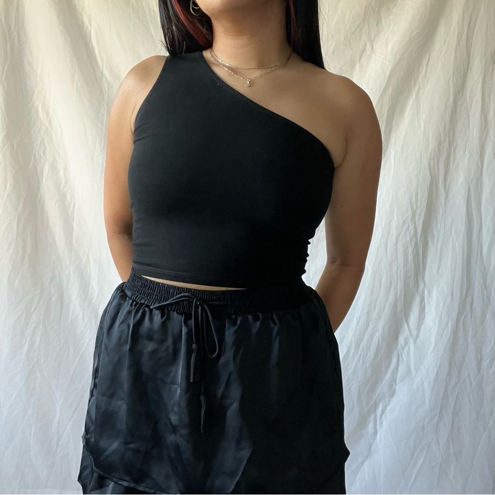 Black Satin Skirt / Skort